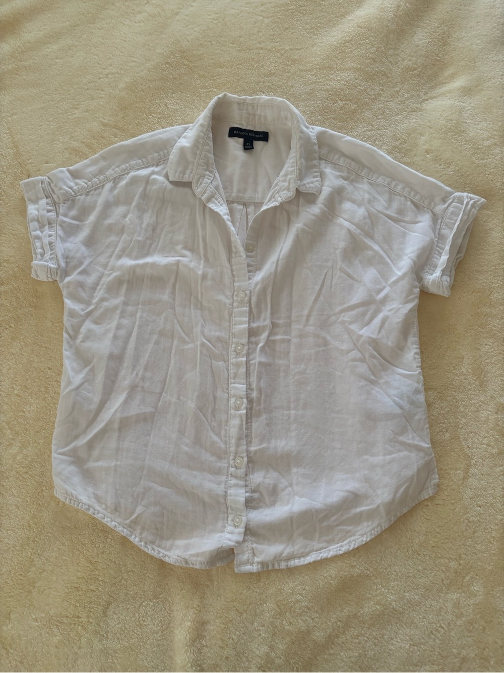 Banana Republic White Short-Sleeve Button-Down Shirt Size XS